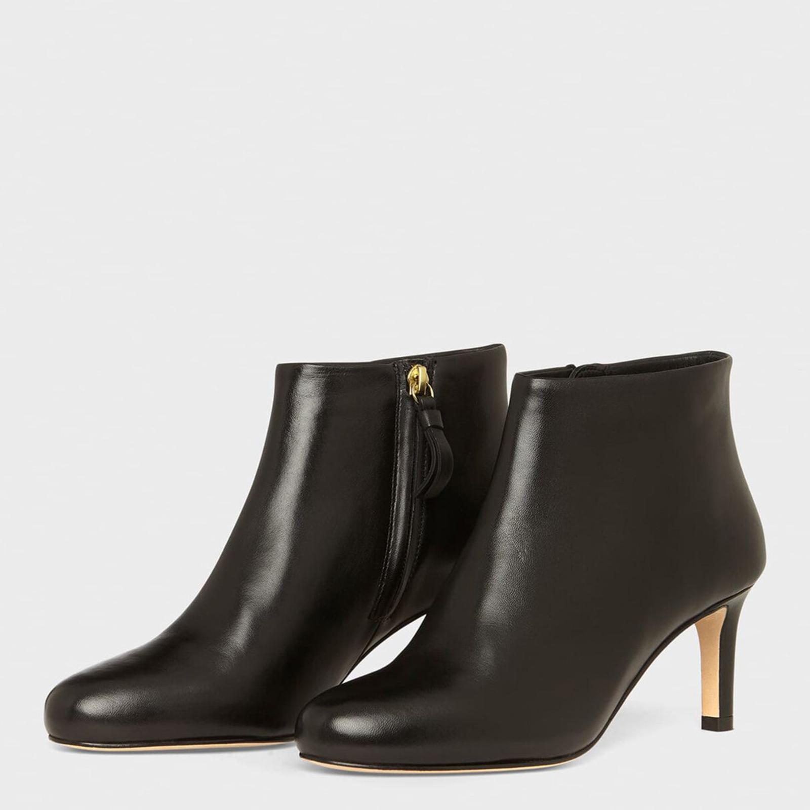 Black Lizzie Heeled Leather Ankle Boots - BrandAlley