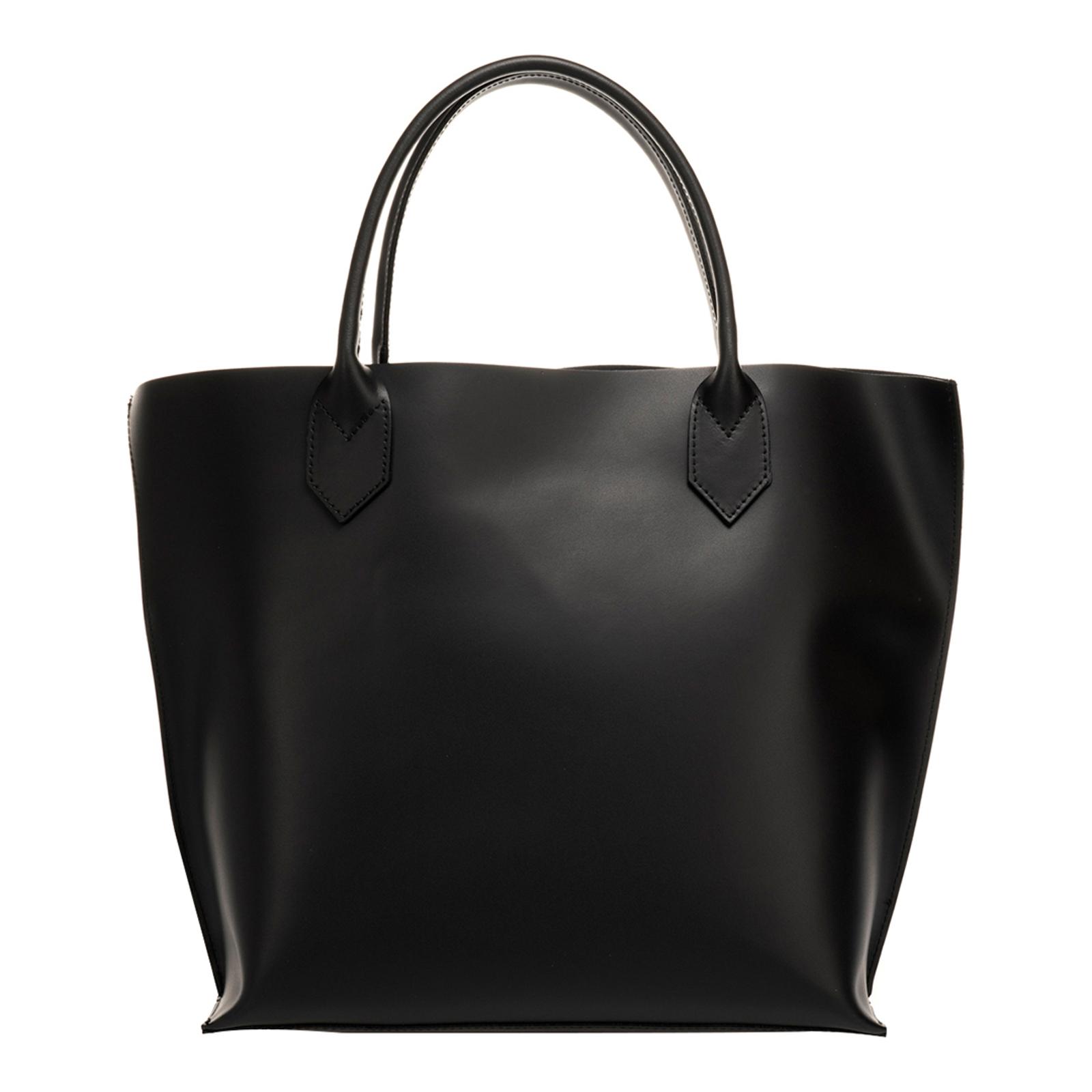 Black Italian Leather Top Handle Bag - BrandAlley
