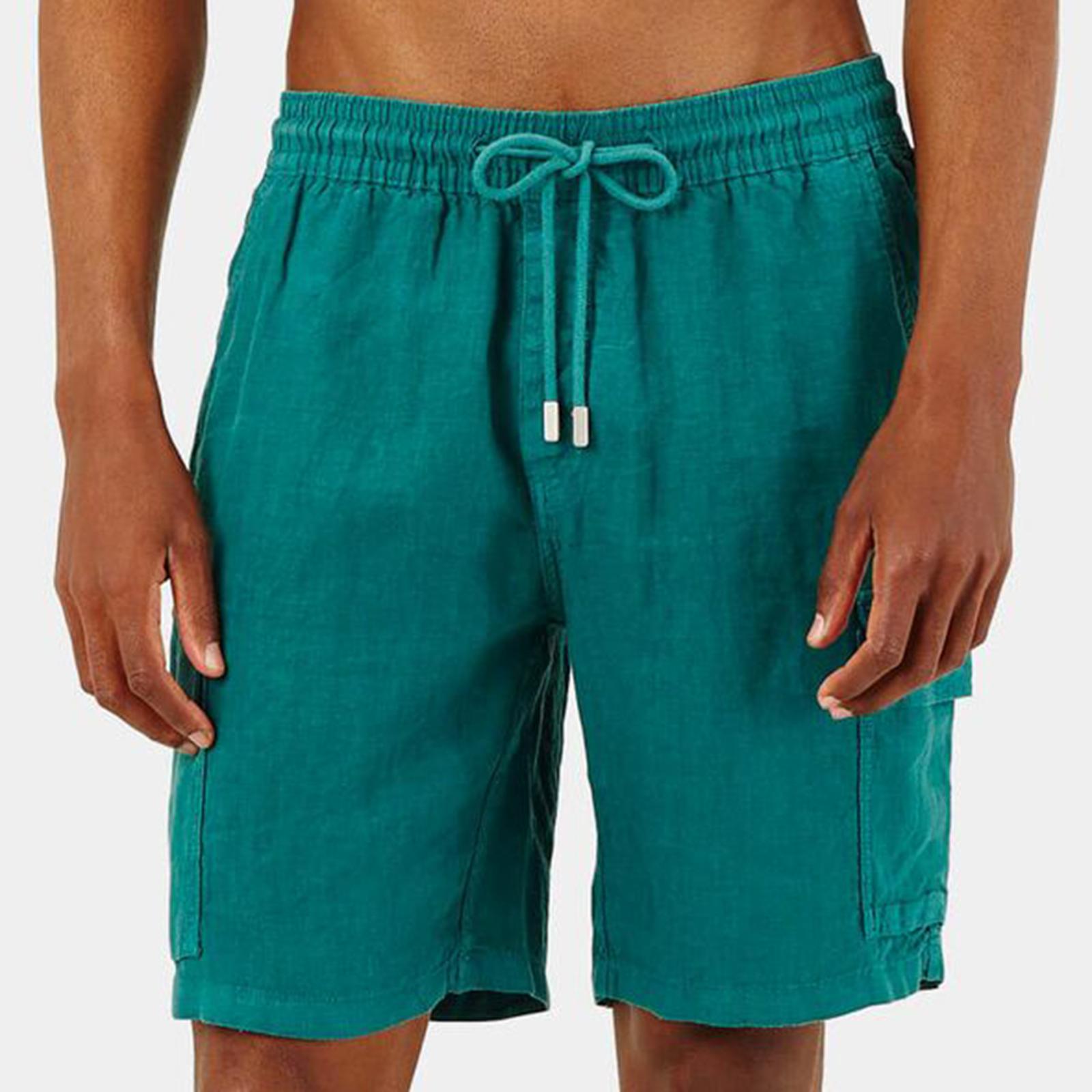 Green Linen Bermuda Cargo Shorts - BrandAlley