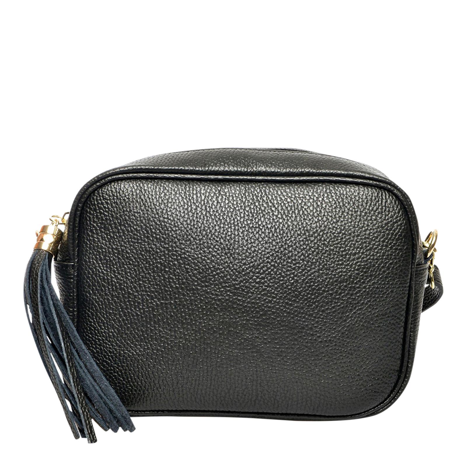 Black Italian Leather Crossbody bag - BrandAlley