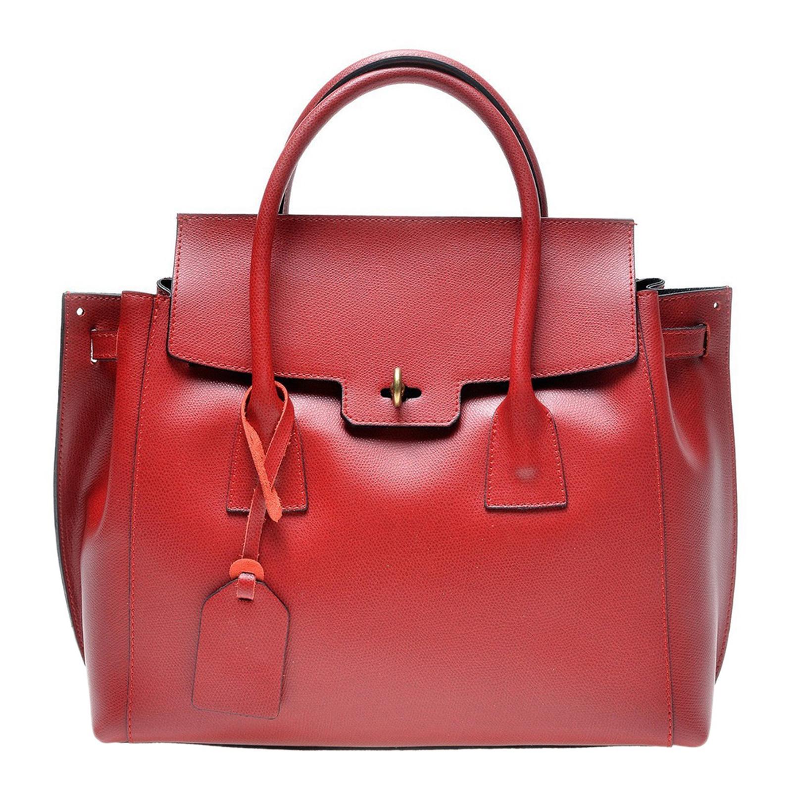 Red Italian Leather Tote Bag - BrandAlley