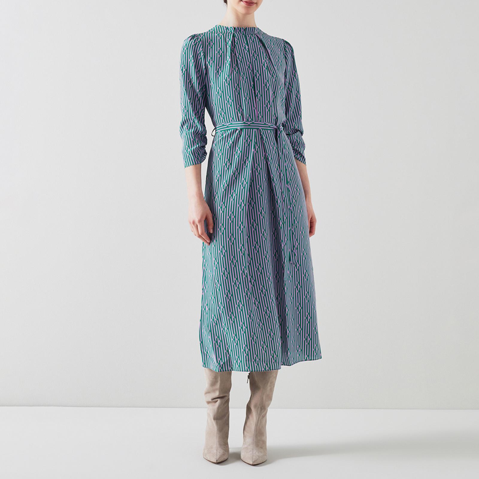 Blue Brigette Diamon Stripe Dress - BrandAlley