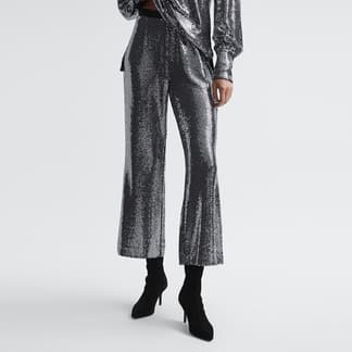Pewter Sequin Kick Flare Trousers