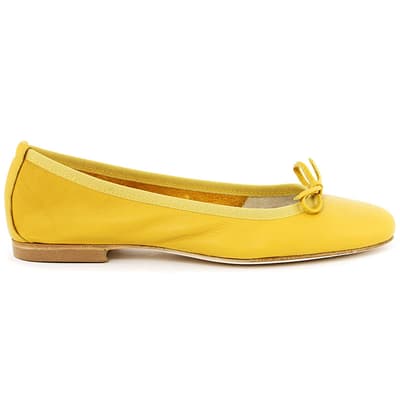 Yellow Leather Bow Pumps