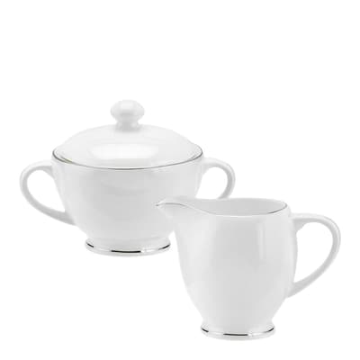 White Platinum Serendipity Fine Bone China Sugar & Creamer Set