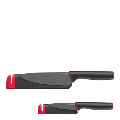 Black/Red Slice and Sharpen Twin Knife pack