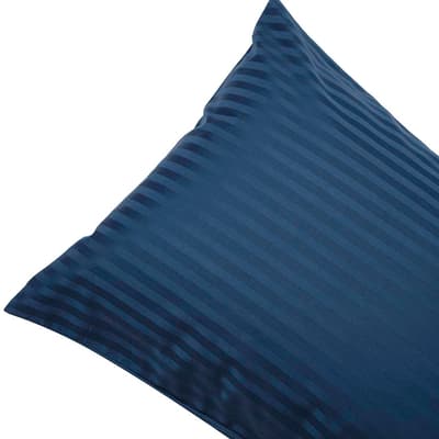 540Tc Satin Stripe Pair Of Housewife Pillowcases, Navy