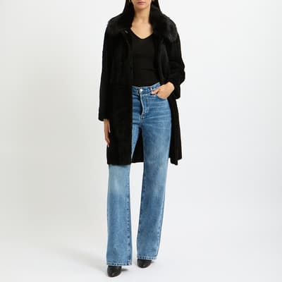 Black Shearling Cocoon Coat