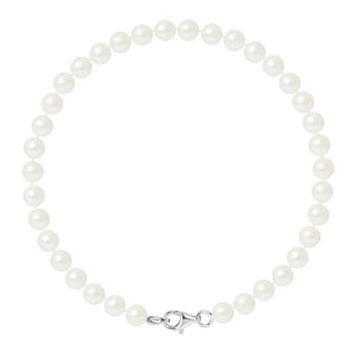 Natural White Silver Freshwater Pearl Bracelet 9-10mm