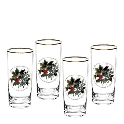 Set of 4 The Holly The Ivy Hiball Glasses