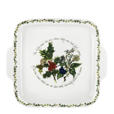 The Holly The Ivy Square Handled Cake Plate