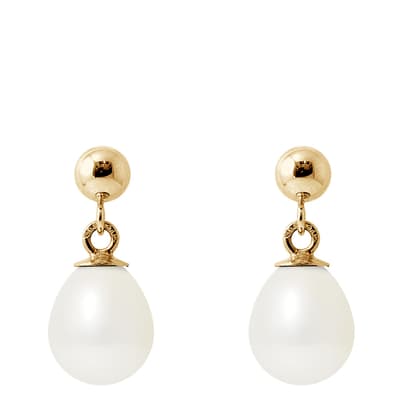 White/Yellow Gold Pear Pearl Earrings 7-8mm