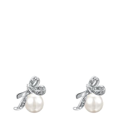 Silver Plated Pearl Earrings with Swarovski Crystals