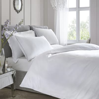 Contrast Piping King Duvet Cover Set, White/Silver