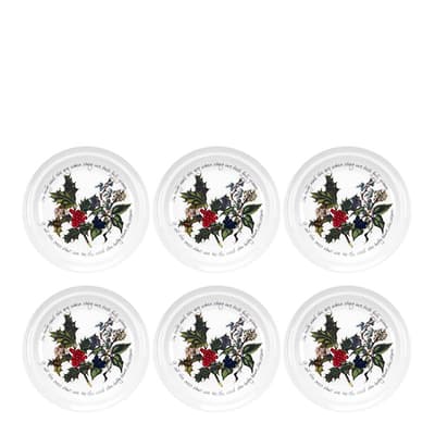 Set of 6 The Holly & The Ivy Plates, 25cm