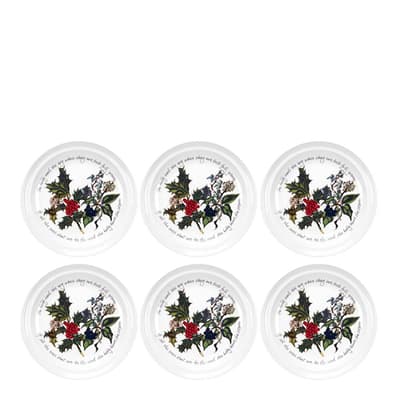 Set of 6 The Holly & The Ivy Plates, 8"