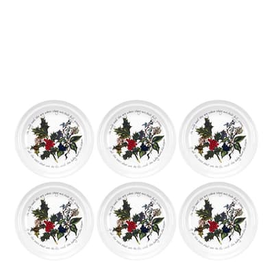 Set of 6 The Holly & The Ivy Plates, 18.5cm