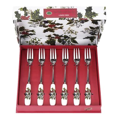 Set of 6 The Holly The Ivy Pastry Forks