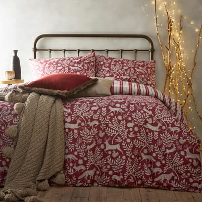 Skandi Woodland Double Duvet Set, Wildberry