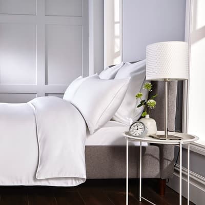 Piped 400TC Double Duvet Cover Set, White/White