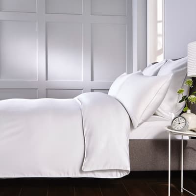 Piped 400TC Super King Duvet Cover Set, White/White