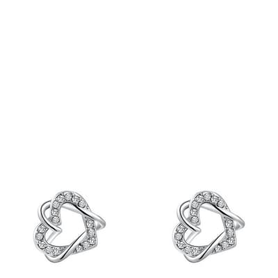 Platinum Plated Double Heart Earrings