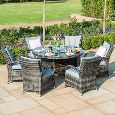 SAVE £304 - Texas 6 Seat Round Ice Bucket Dining Set with Lazy Susan, Grey