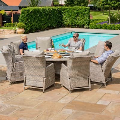 SAVE  £1050 - Cotswold Reclining 8 Seat Round Dining Set