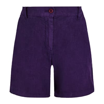Purple Leslie Linen Shorts