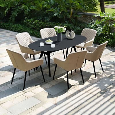 SAVE  £900 - Zest 6 Seat Oval Dining Set / Taupe