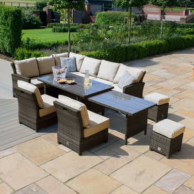 SAVE  £284 - Extending Kingston Corner Dining Set / Brown