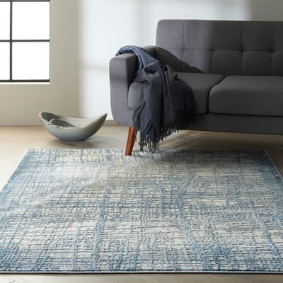 Rush Rug, Ivory Blue, 2.21x0.69m