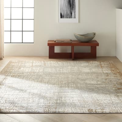 Ivory/Taupe Rush Rug 305x244cm