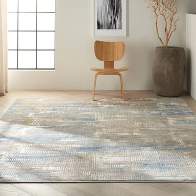 Rush 305x244cm Rug, Blue/Beige