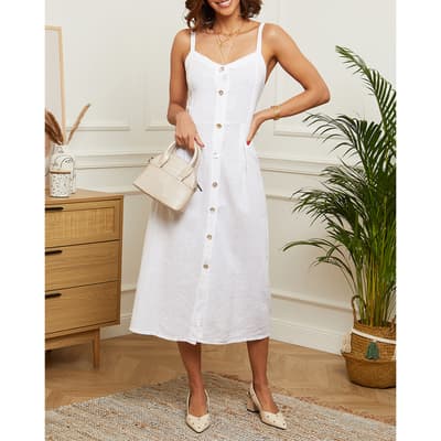 White Sleeveless Linen Dress
