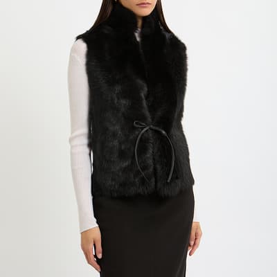 Black Short Reversible Shearling Gilet