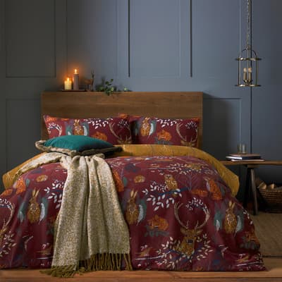 Forest Fauna Single Duvet Set, Rust