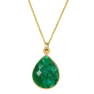 18K Emerald Pear Drop Pendant Necklace