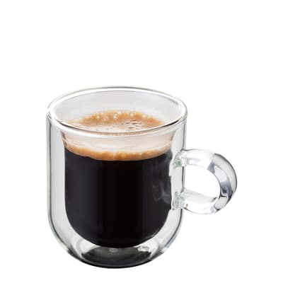 Set of 2 Double Walled Glass Espresso Set, 75ml