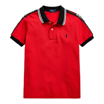 Toddler Boy's Red Cotton Mesh Polo Shirt