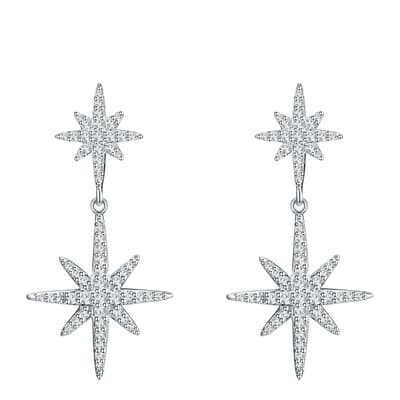 Silver Crystal Star Earrings