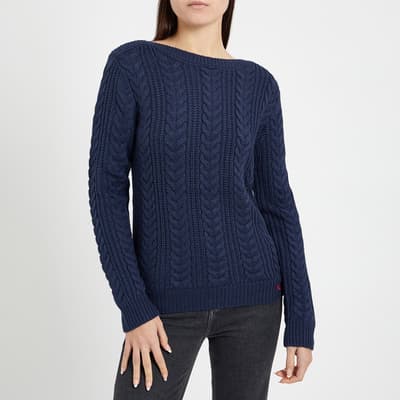 Navy Cotton Boatneck Jumper