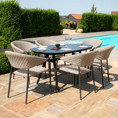 SAVE  £810 - Pebble 6 Seat Oval Dining Set / Taupe