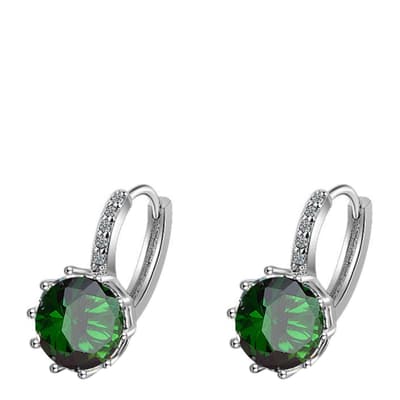 Silver Plated/Green Drop Embelished Earrings