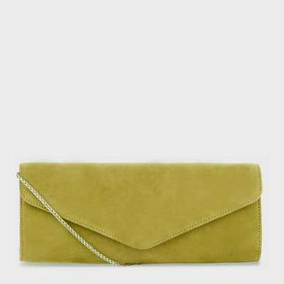 Green Evie Suede Clutch Bag