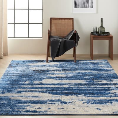 River Flow 221x160cm Rug, Blue/Grey