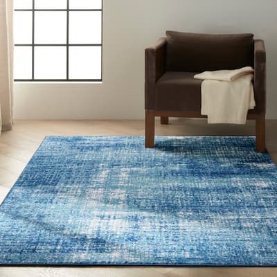 River Flow Rug, Teal/Ivory Blue, 2.21x1.6m