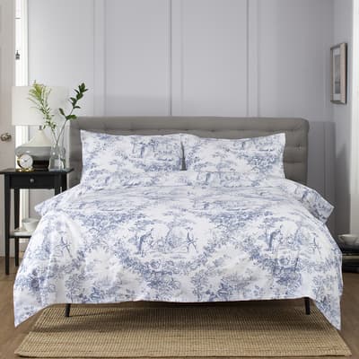 Toile De Jouy Double Duvet Cover, Blue