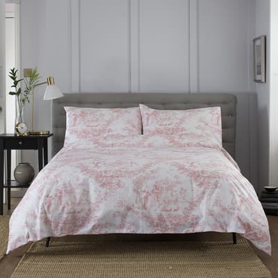 Toile De Jouy King Duvet Cover, Pink