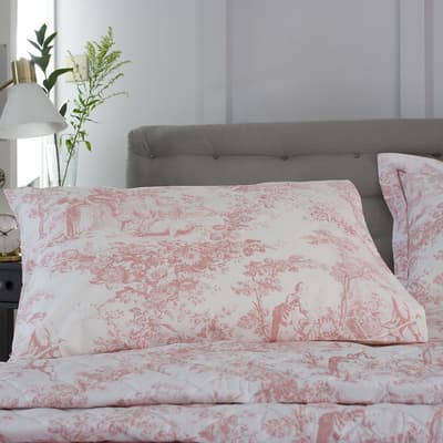 Toile De Jouy Pair of Housewife Pillowcases, Pink